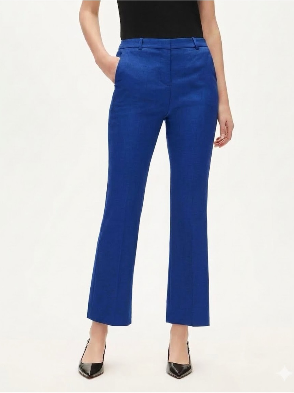 NWT J.Crew Tall Kaya Pant Stretch Linen Blend Cobalt Berry Blue Size 8